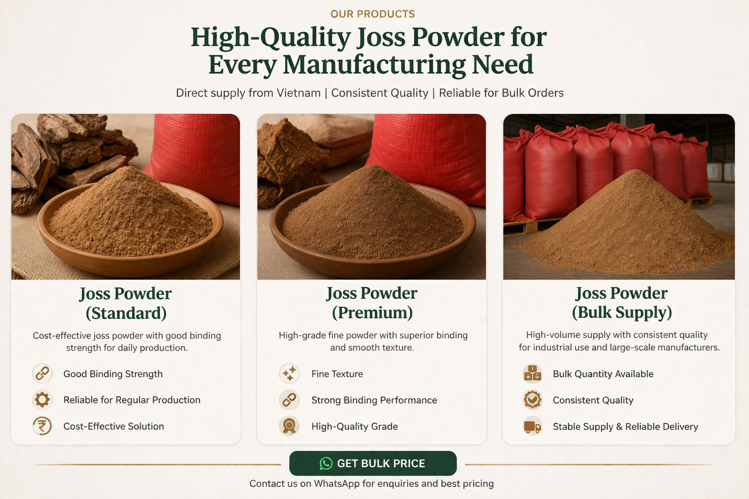 Premium joss powder jigat powder supplier India